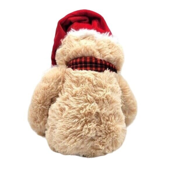 Publix Santa Christmas Sloth Plush Brown 18" Red Hat Red Black Gingham Scarf - Picture 4 of 9